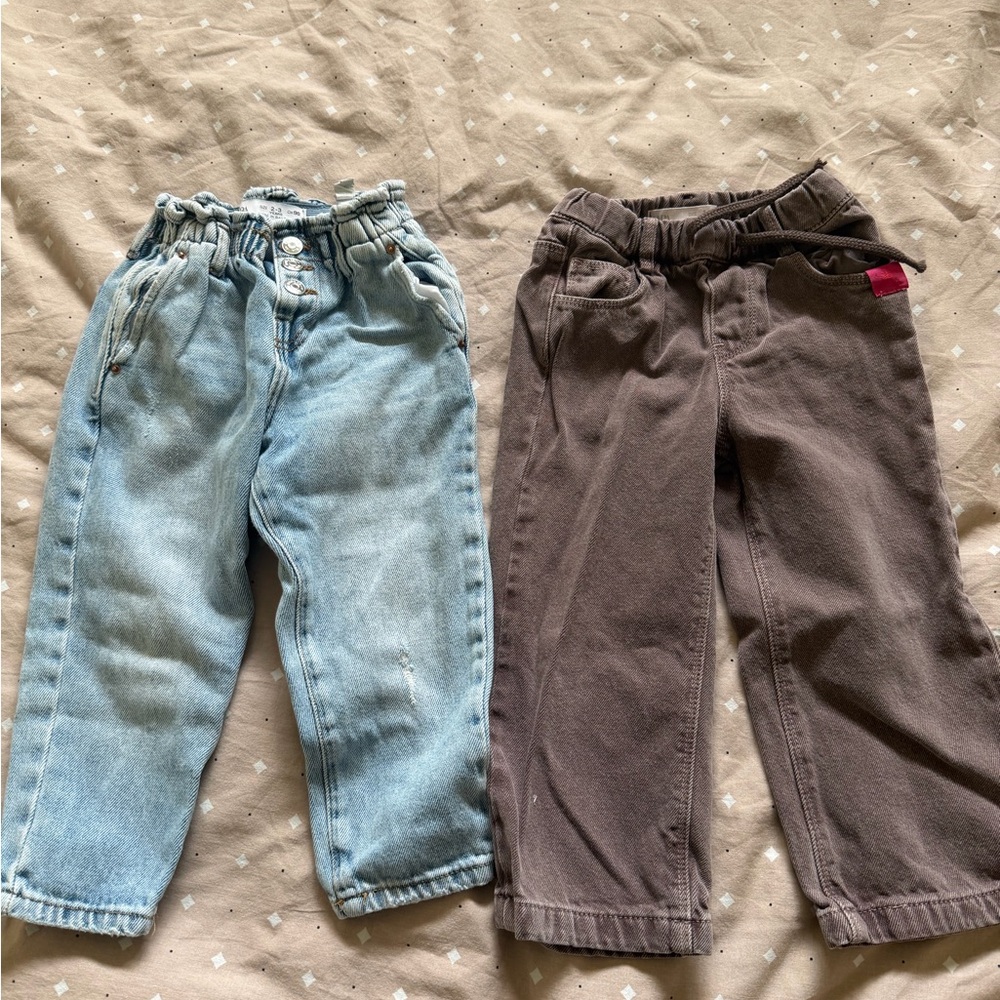 Zara Kids Blue and Brown Jeans Set